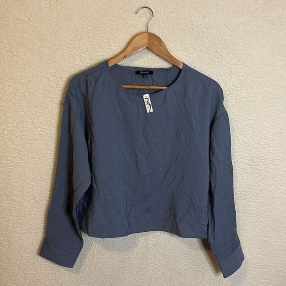 Madewell Relaxed Tulip-Back Top Womens Small Índigo - Picture 2 of 12